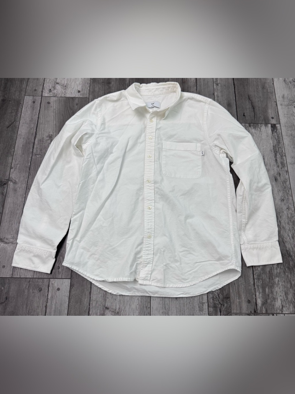 Tna Aritzia Flannel Button Down Shirt Mens Medium White Long Sleeve
